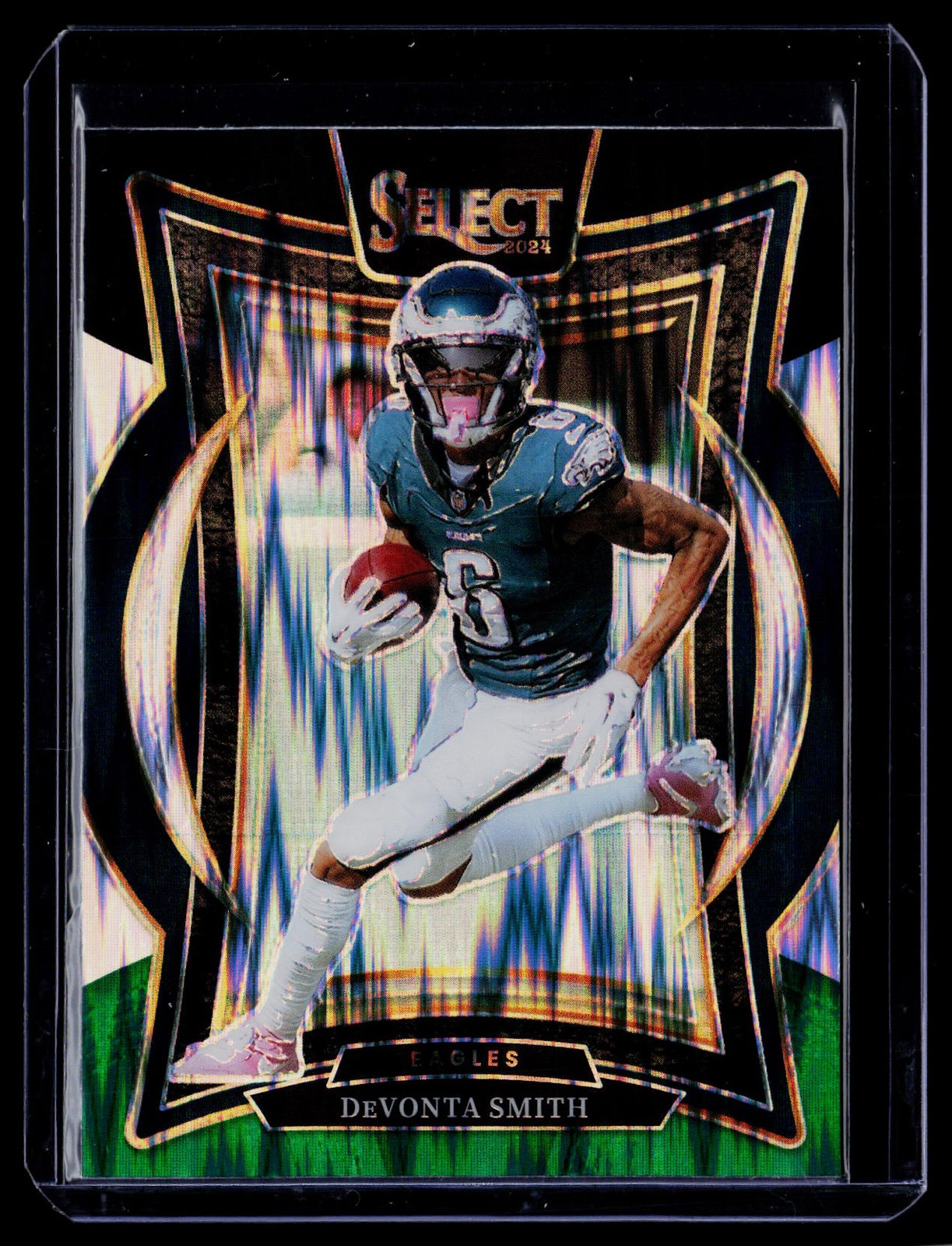 2024 Panini Select #51 DeVonta Smith Black & Green Prizm Shock
