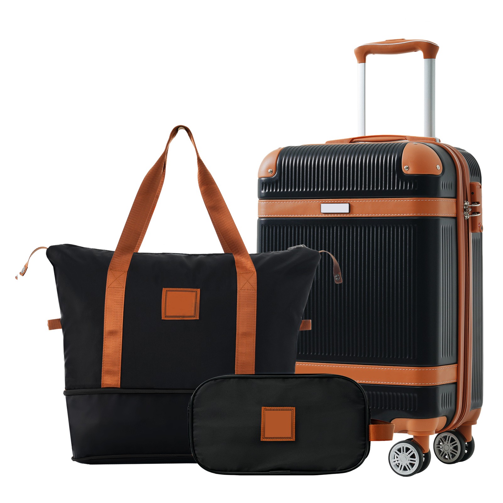 Set 3 Piece Expandable Suitcase With Tsa Lock Double Spinner