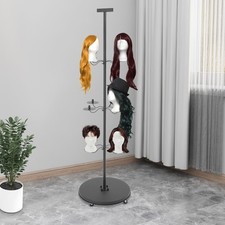 12-head Wig Holder Black Wig Head Stand Wig Display Storage Rack 19.69 70.08in