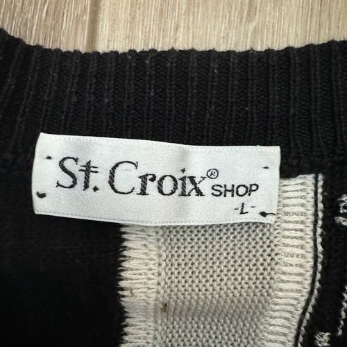 Vintage 90s St. Croix 3D Knit Sweater Black Gray White Size Large Made In USA - Picture 3 of 5