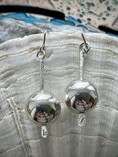 Contemporary Designer LA Jewellery Sterling Silver Large Ball Drop Hook Earrings