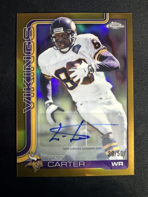 Topps 2025 Chrome Cris Carter CLA-CC Gold Geometric Refractor Auto 39/50