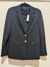 Tahari Womens Black Blazer Jacket Size 8 NWT Gold Button Career Office 128
