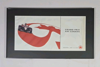 F1 Racing AIR CANADA GRAND PRIX Montreal Event Used Vinyl Poster Matted & Framed