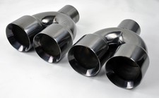 Pair Dual 4.0 Quad Titanium Stainless Exhaust Tips For Dodge Challenger 08-23