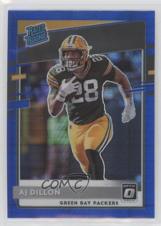 2020 Panini Donruss Optic Rated Rookies Blue Hyper Prizm AJ Dillon #174 0d07