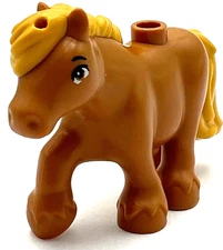 Lego New Medium Nougat Horse Friends Style Pony with Molded Ochre Yellow Mane