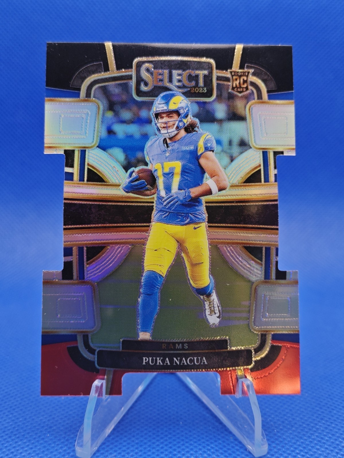 🔵 2023 Panini Select PUKA NACUA RC #56 Black Red Prizm Die-Cut Rams
