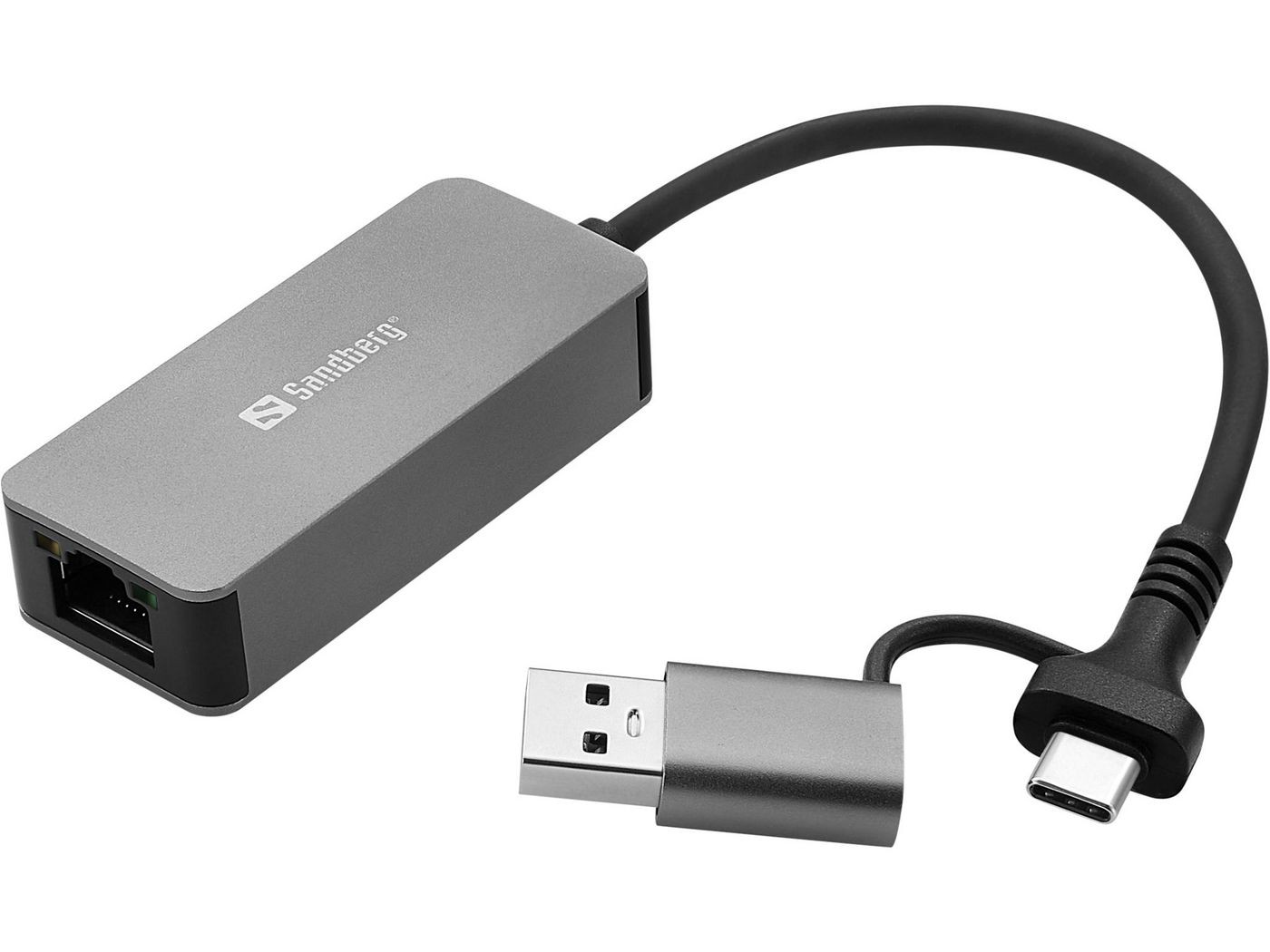 Sandberg USB-C/A 2.5 GbE RJ45 Adapter (USB-C), Netzwerk Adapter, Grau, Schwarz - Bild 3