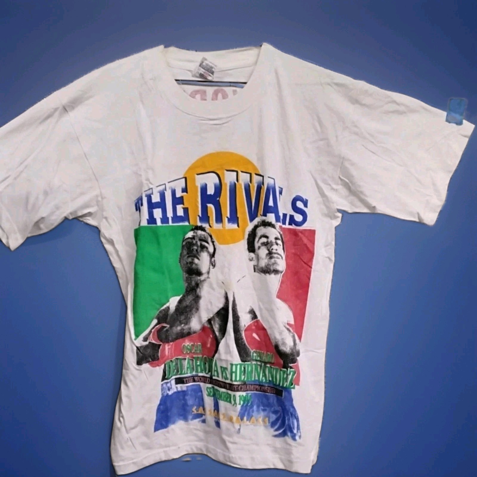 Vintage 1995 Oscar De La Hoya Genaro Hernandez Caesars Palace Boxing Shirt XL