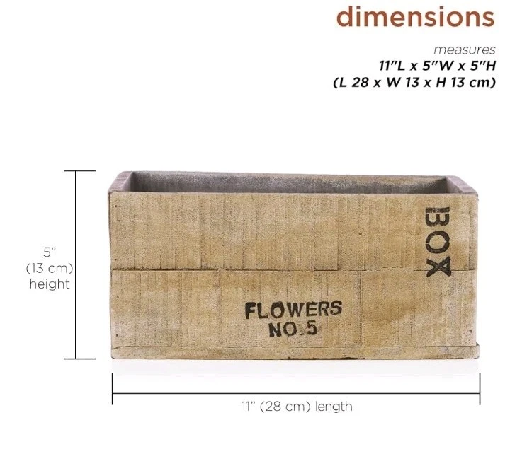 Jardinera con caja de flores cuadrada con acabado de madera Alpine Corporation, 11" L x 5" W x 5" H Foto 2 de 3