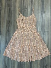 Old Navy Small Peach & Lavender Floral Paisley Adjustable Strap Fit Flare Dress