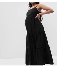 GAP Maternity Black Solid Square Neck Strappy Maxi Dress Adjustable XXL