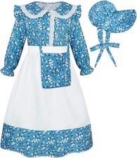 Girls Victorian Costume 7-8 Years Fancy Dress Up World Book Day Bonnet Outfit 