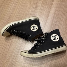 CHANEL COCO MARK High Top Sneaker Shoes Size 36 Women Vintage