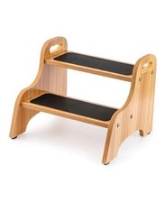 Wooden Toddler 2 Step Stool  350 lb  Non-Slip  13" Wide  Non-Slip  13" High