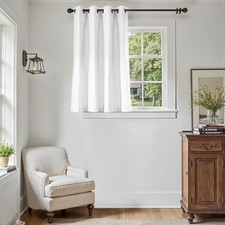 Linen Textured Curtain 45 Inch Length for Living 52"W x 45"L Pack of 1 White