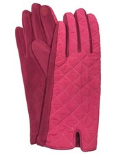 Womens Quilted Pink Stretch Fit Texting  Tech Touchscreen Gloves