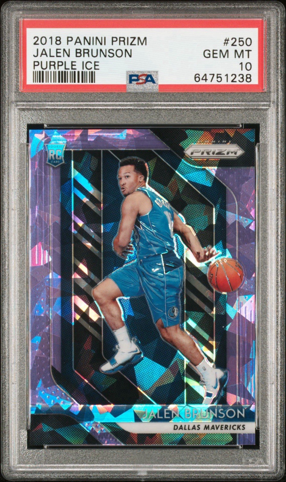 JALEN BRUNSON 2018-19 Panini Prizm PURPLE ICE Rookie #/149 -PSA 10 Gem Mint