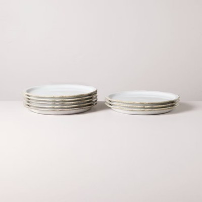 Set of 8 Carved Edge Salad Plates Cream - Hearth & Hand