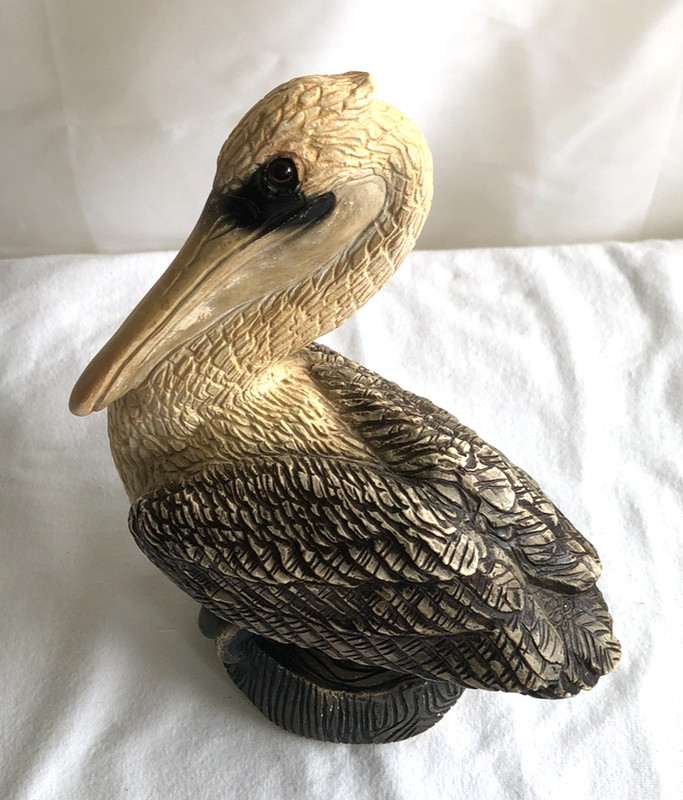 Brown Pelican Stone Figurine Vintage made in Miami FL Excellent Condition
