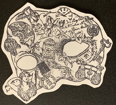 Just For Fun Mixed Art Collage Postmark Woman Key Clock Script Mask Cling Stamp