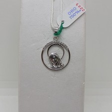 CIONDOLO MEDAGLIA SACRA MADONNA IN ORO BIANCO 18KT CON ZIRCONI  1,45 GR. (2223)
