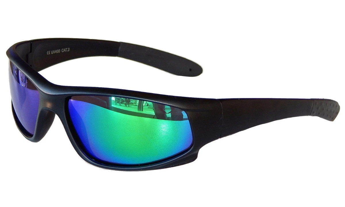Sportbrille Sonnenbrille Radbrille Schwarz Black Grün Blau verspiegelt M2