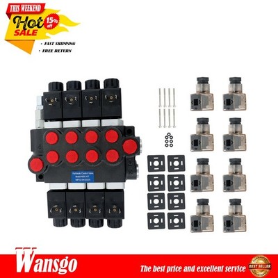 4 Spool 12V DC Double Acting Solenoid Hydraulic Control Valve 3600PSI 13GPM