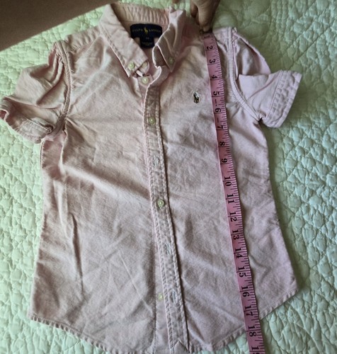 Polo Ralph Lauren Girls Oxford Button-up Short Sleeve Shirt Pink Size 6X pink - Picture 9 of 16