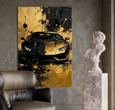 Auto-Künstlerische Lamborghini in Schwarz und Gold, Acrylglas, Leinwand, Poster