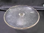 Vintage Jeanette Glass Pedestal Cake Stand Scalloped Harp Design 10.5"x4.75"