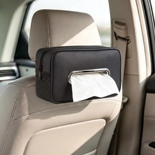 Car Tissue Box Holder PU Leather Car Organizer with Side Storage Pockets