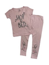 Carter's Girls Easter Bunny Pajama Set Snug Fit Pink Kids Size 4T Short Sleeve