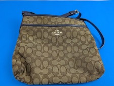 READ POOR Coach Signature Jacquard File Crossbody Bag Khaki Canvas Adjustable