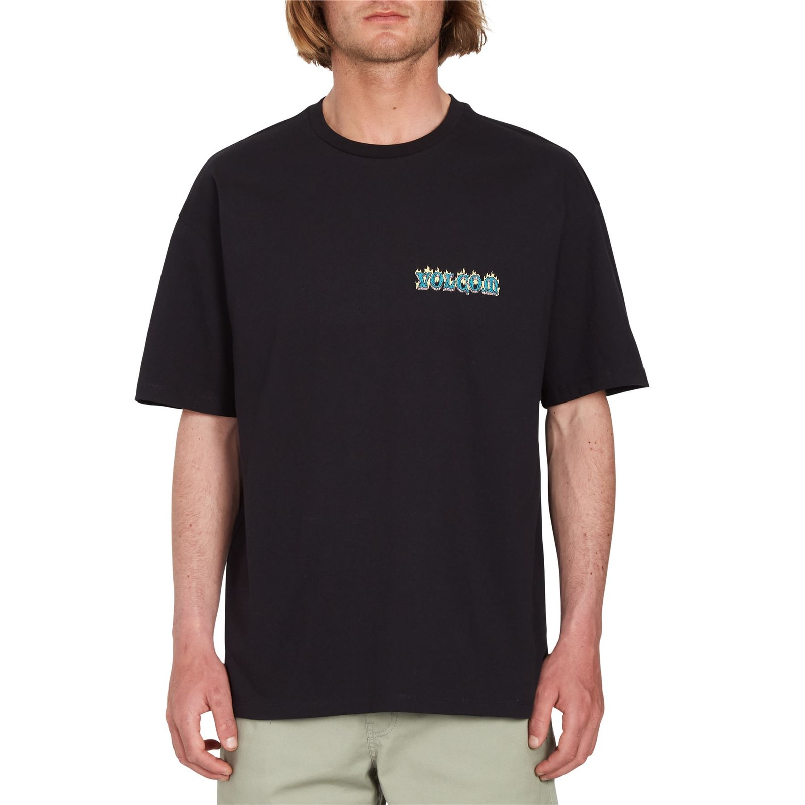 Volcom tshirt short sleeve mens cotton crew neck Alstone black HALF PRICE