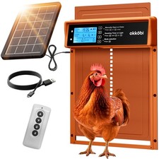 Okkobi Automatic Chicken Coop Door Solar Powered LCD Display Chicken Coop D...