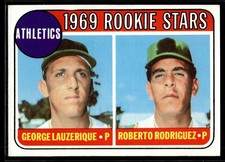 Athletics 1969 Rookie George Lauzerique / Roberto Rodriguez 1969 Topps Card #358. rookie card picture
