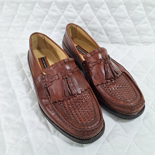 Florsheim Mens Shoes Size 10 D Brown Leather Slip On Tassel Loafers Dress Brazil - Picture 3 of 14