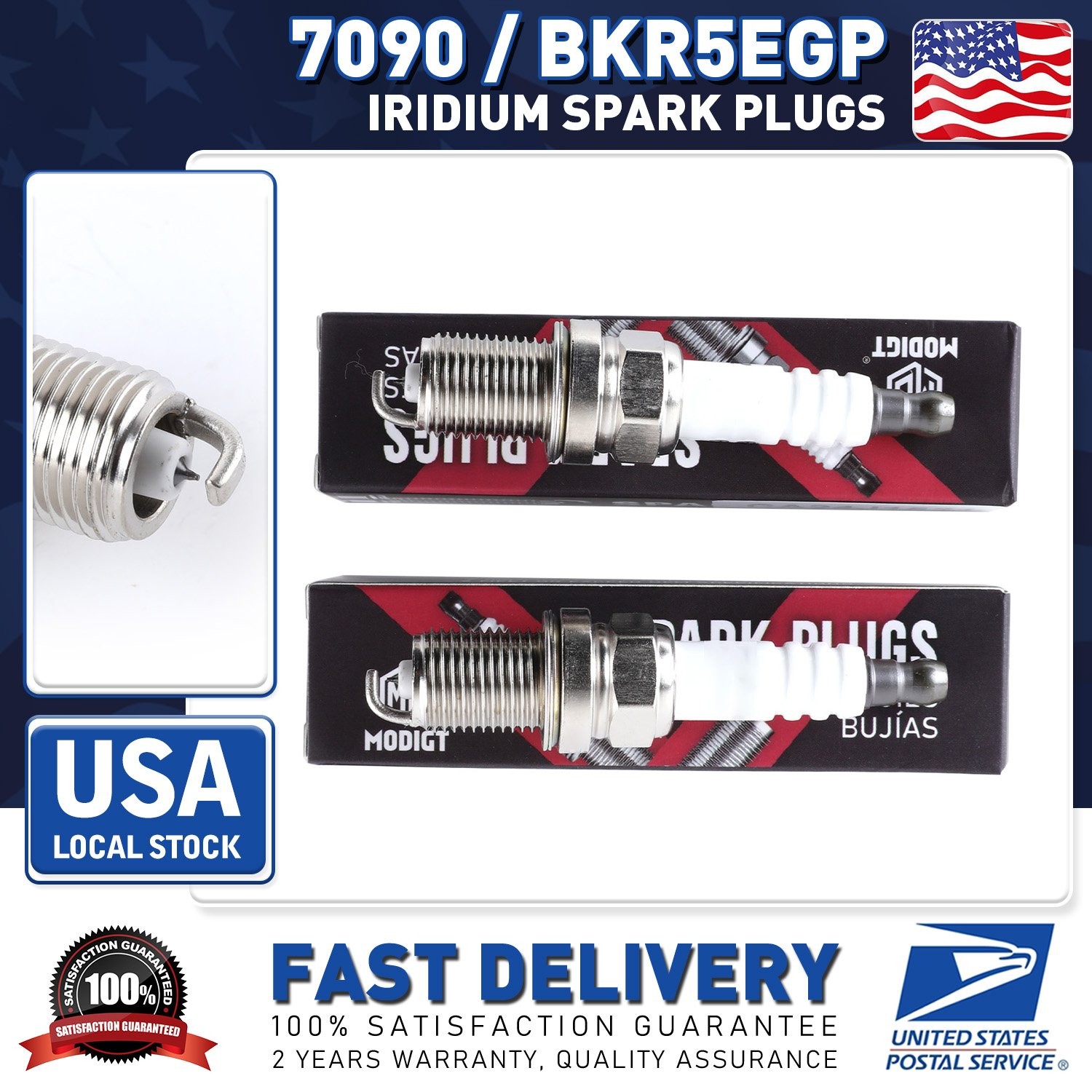 For NGK 7090/BKR5EGP 2PCS Iridium Spark Plugs For Chevrolet Toyota OE Replace
