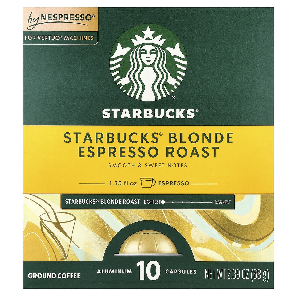 Nespresso®, Blonde Espresso Roast, Ground, 10 Aluminum Capsules, 2.39 oz (68 g)