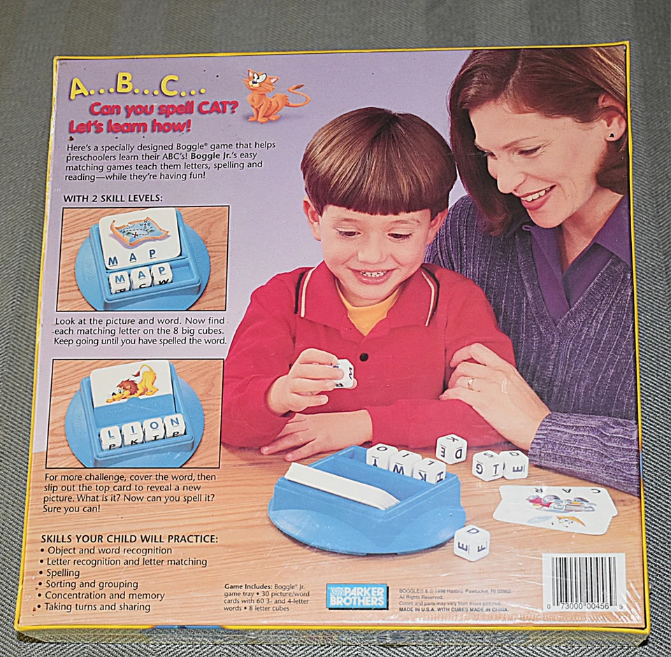 Boggle Jr  Parker Brothers Hasbro vintage 1998 Board Game Preschool - Image 2 of 4