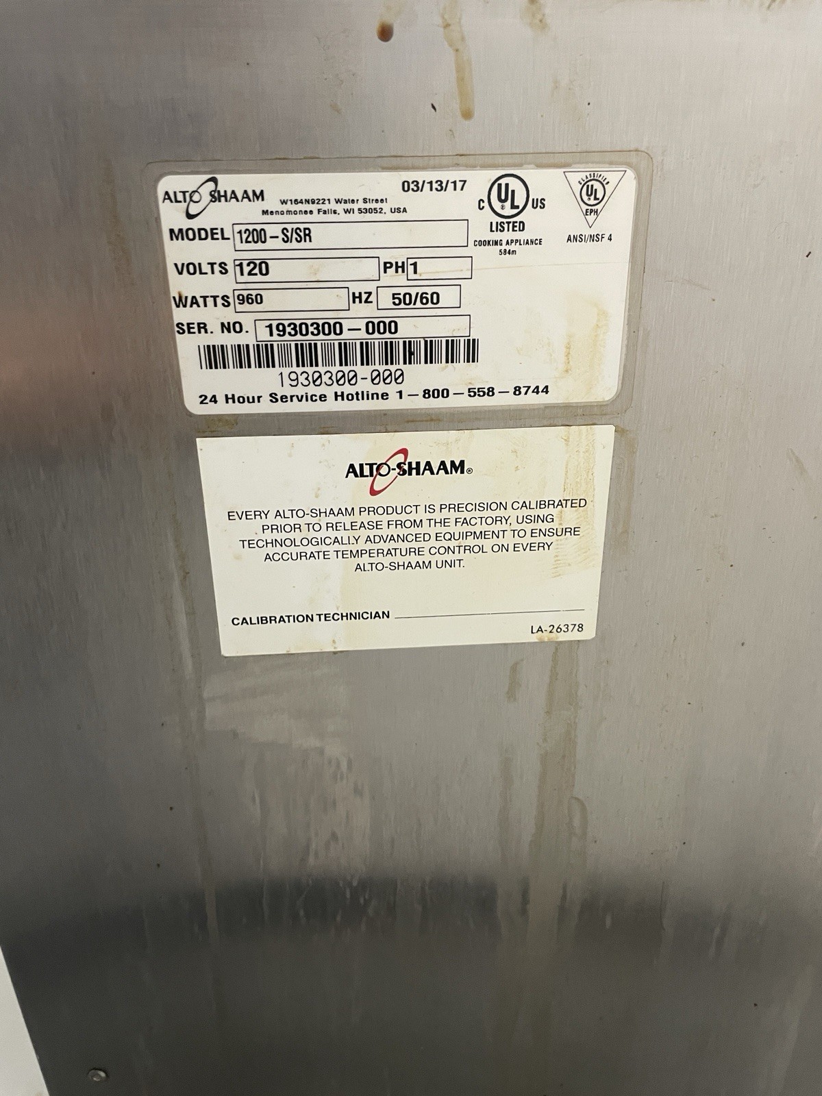 Alto Shaam Warmer 1200