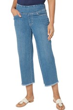 Belle by Kim Gravel Women's TripleLuxe Wide Leg Crop w/ Fray Med Wash