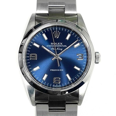 2001 Rolex Air King 3,6,9 Blue Dial Stainless Steel Watch Ref.14000M 34.5mm Box