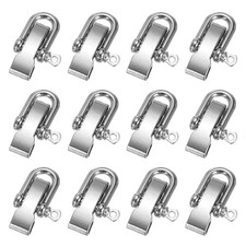 12Pcs Flat Head Paracord Bracelet Shackle Buckle, Metal U Bow Shackle, White