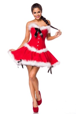 Babbo natale donna sexy completo corsetto gonna costume santa claus new uy  80019 | eBay