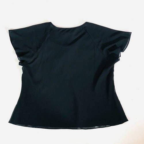 Jacques Vert Black Chiffon Short Sleeve Blouse Evening Top Size UK 18 - Picture 7 of 11