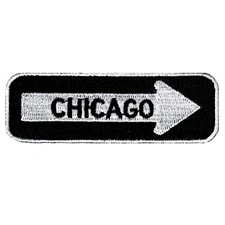 CHICAGO ONE-WAY SIGN EMBROIDERED IRON-ON PATCH applique ILLINOIS SOUVENIR ROAD