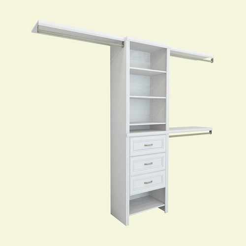 Wood Closet Organizer Kit Shelving System Drawers Home Storage 25 Inch W. White eBay